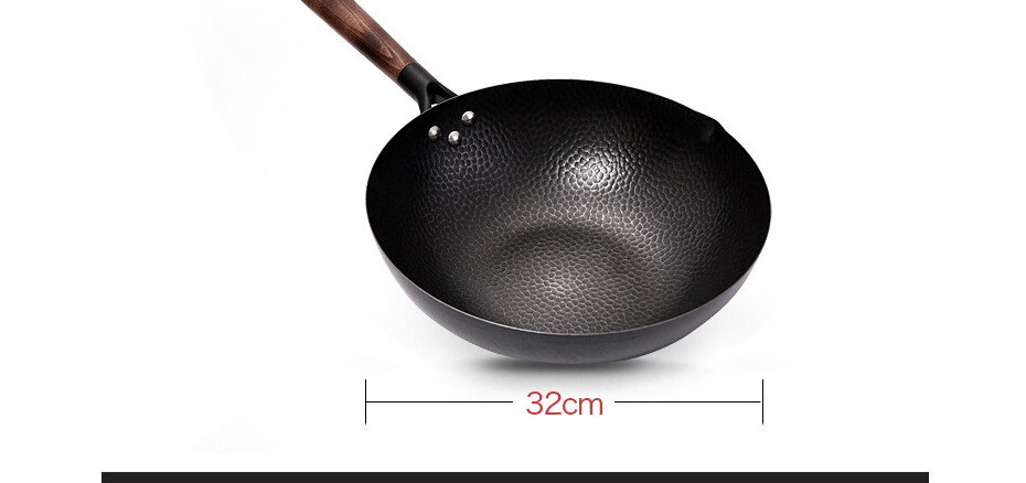 32 Cm Iron Wok Pot, Kitchen Pan Without Coating, Cooking Utensils