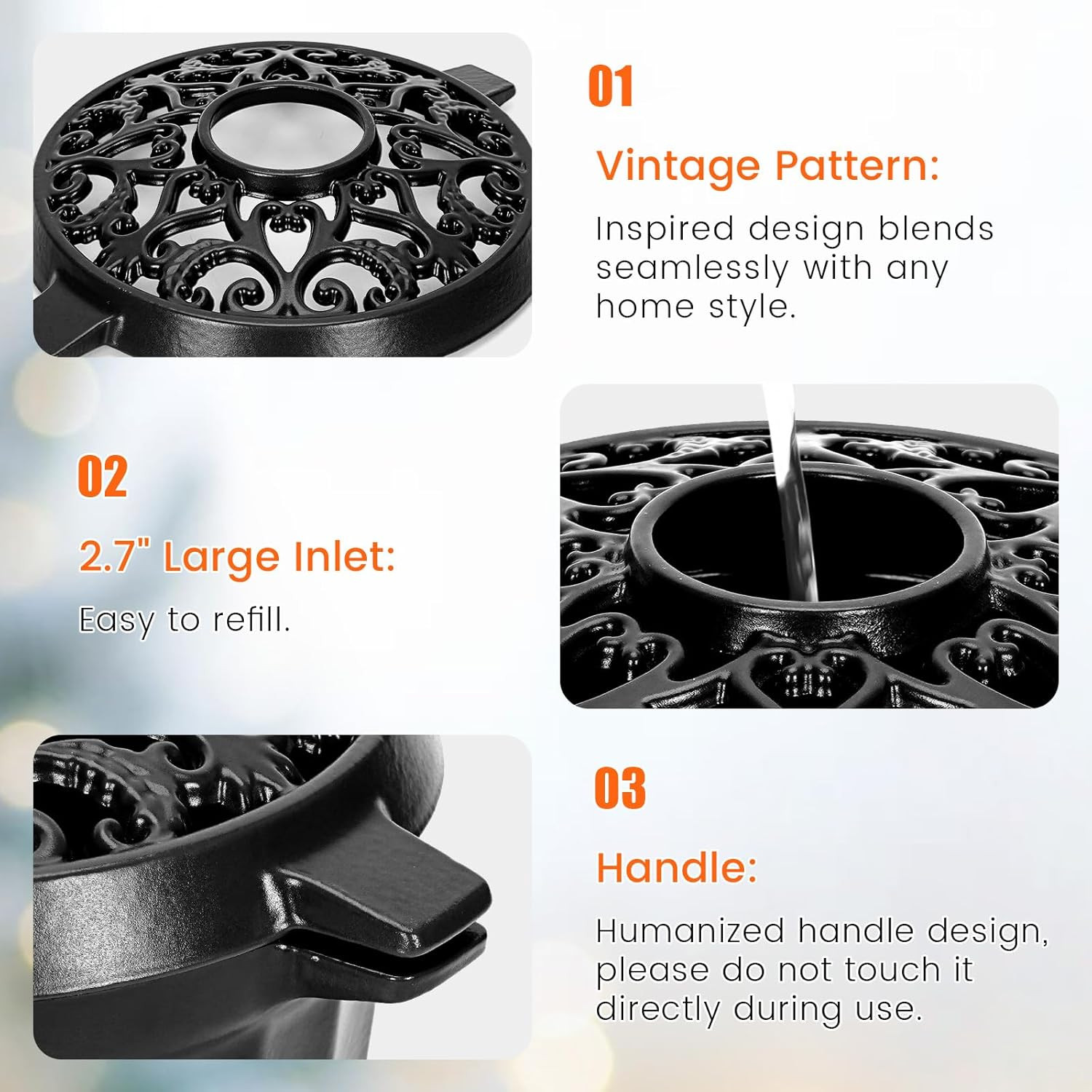 Wood Stove Steamer – Rust Resistant Cast Iron Humidifier Pot with Three-Layer…