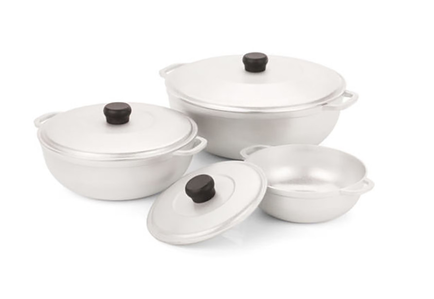 IMUSA 3pc Caldero Set Cast Aluminum 1.5/2.5/5.2 Qt Cooking Pots w/ Lids 18/22/28
