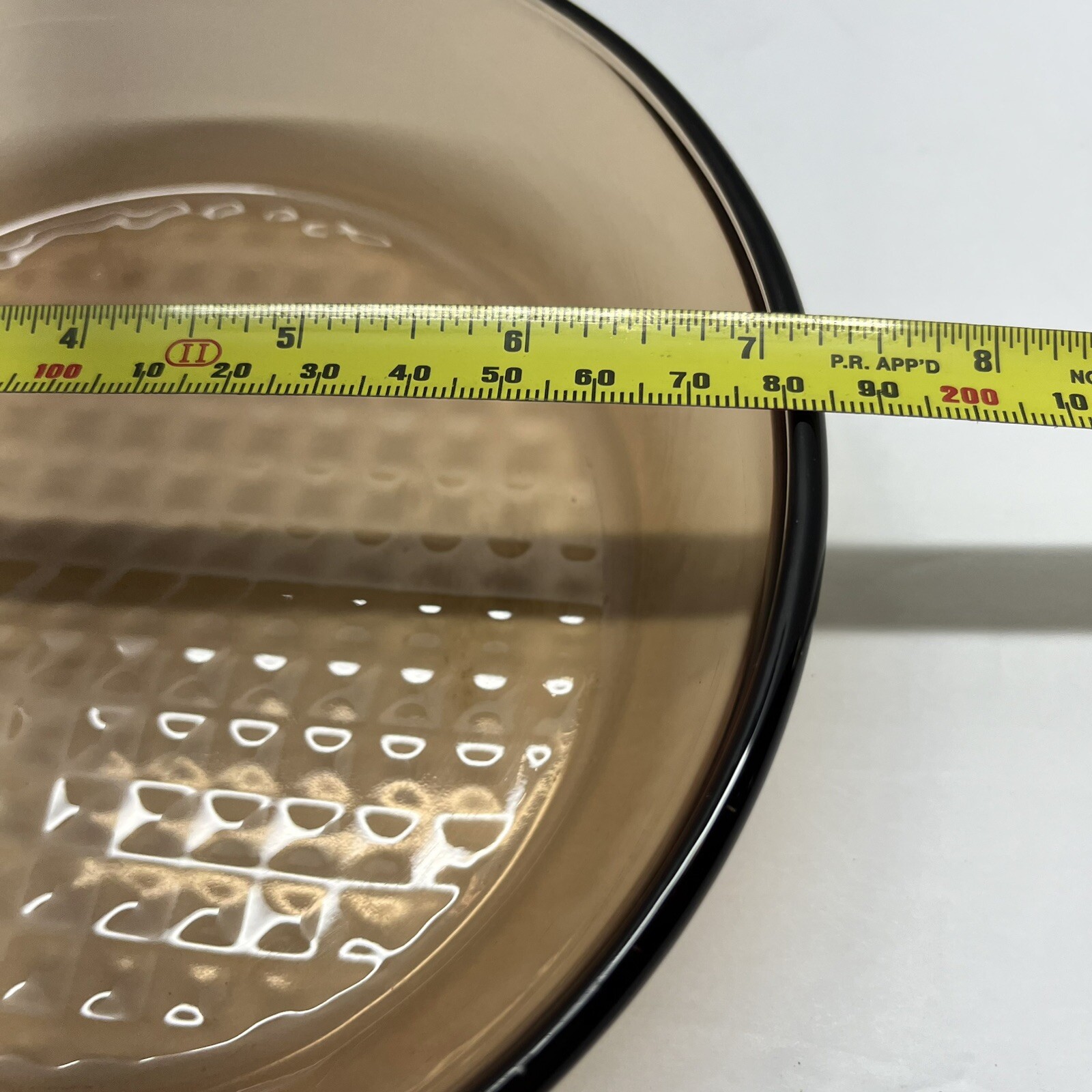 Corning Ware Visions Amber Pyrex 7″ Waffle Bottom Fry Pan Made in USA Vintage