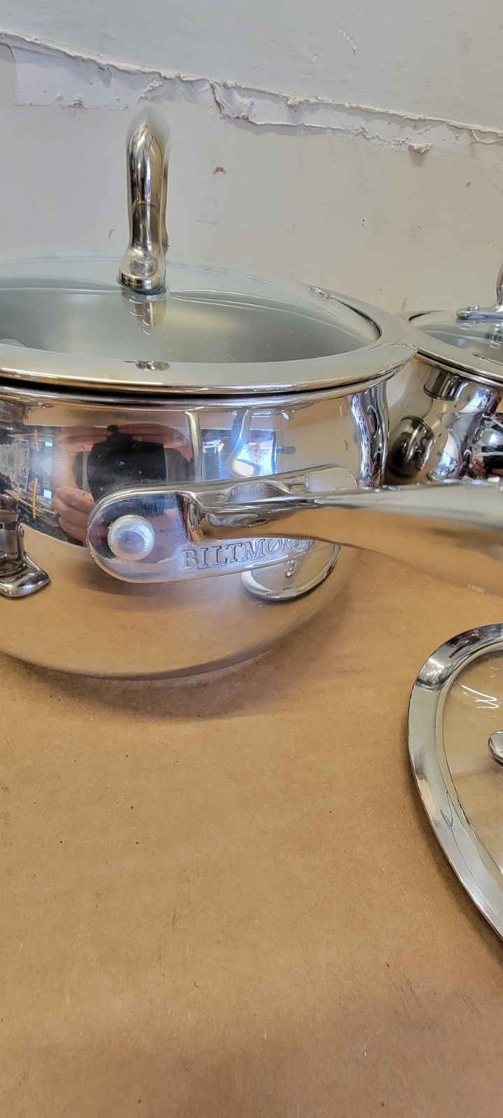 Biltmore 3 Pc Sauce Pans Pots Heavy Stainless Steel Oven Safe Steamer 3.4 2.3 QT