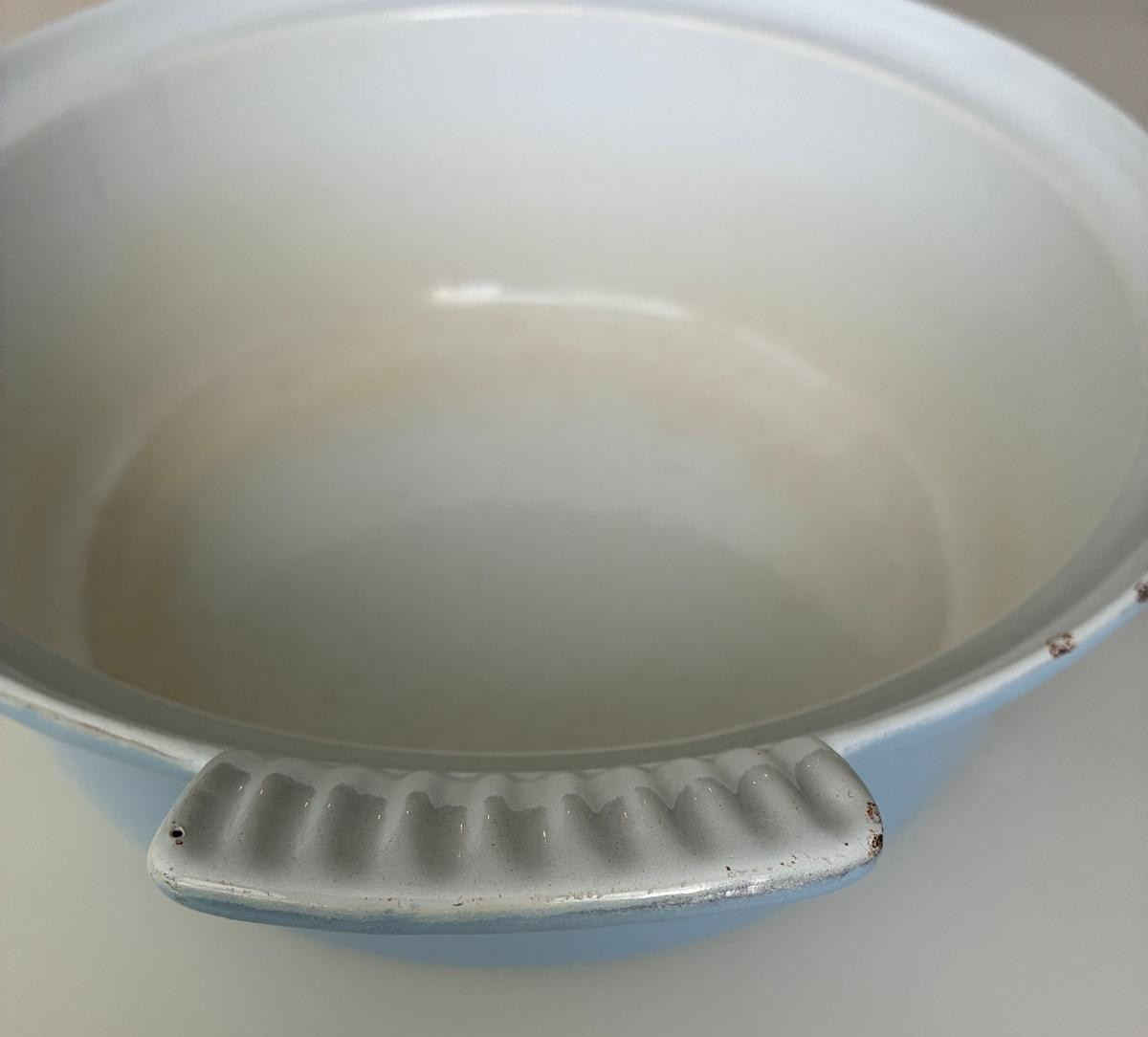 MCM Danish Modern Blue Enameled Cast Iron Casserole Dutch Oven Lidded Pot