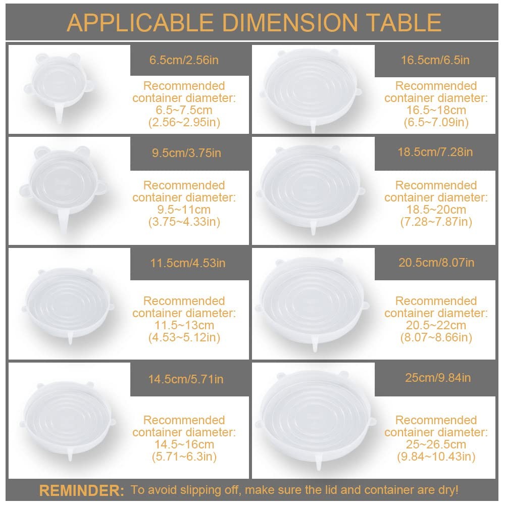 4 Pack Same Size Silicone Stretch Lids, Thicker Reusable Sturdy Silicone Contain