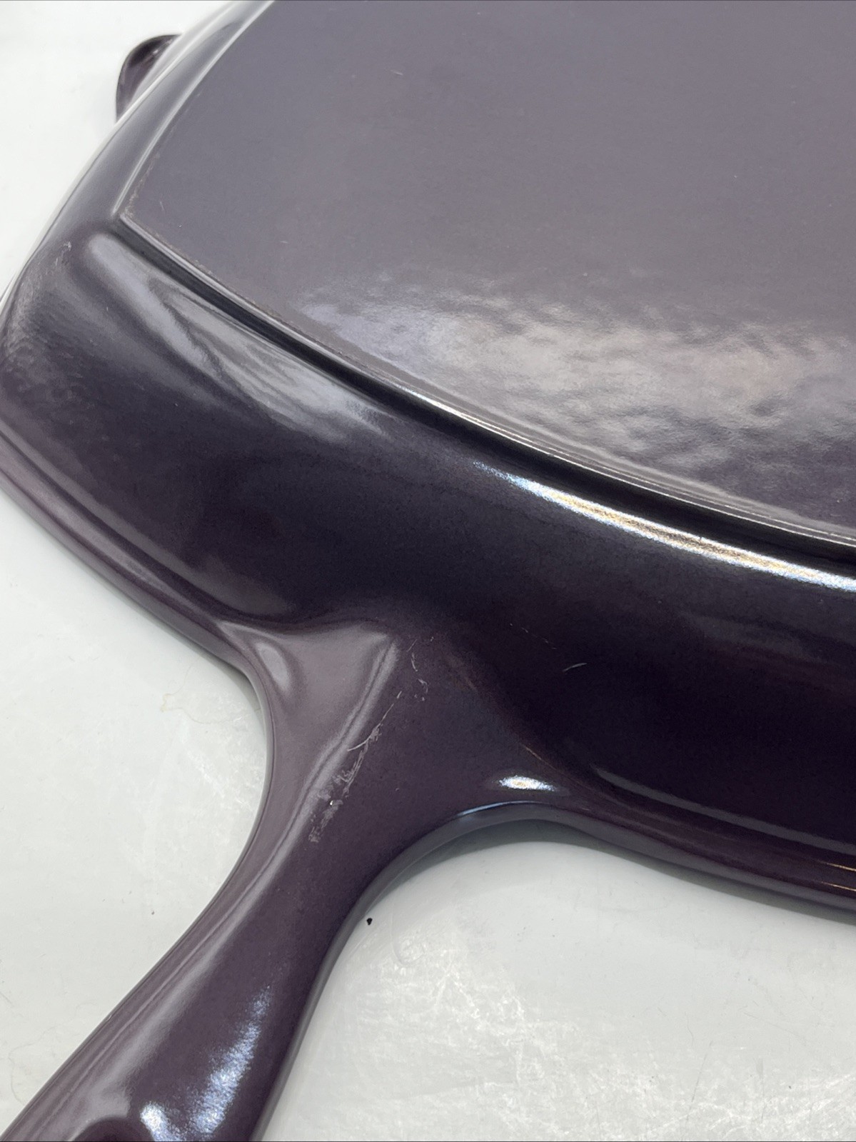 Le Creuset Signature Cast Iron Violet Purple Square Skillet Grill Pan Used