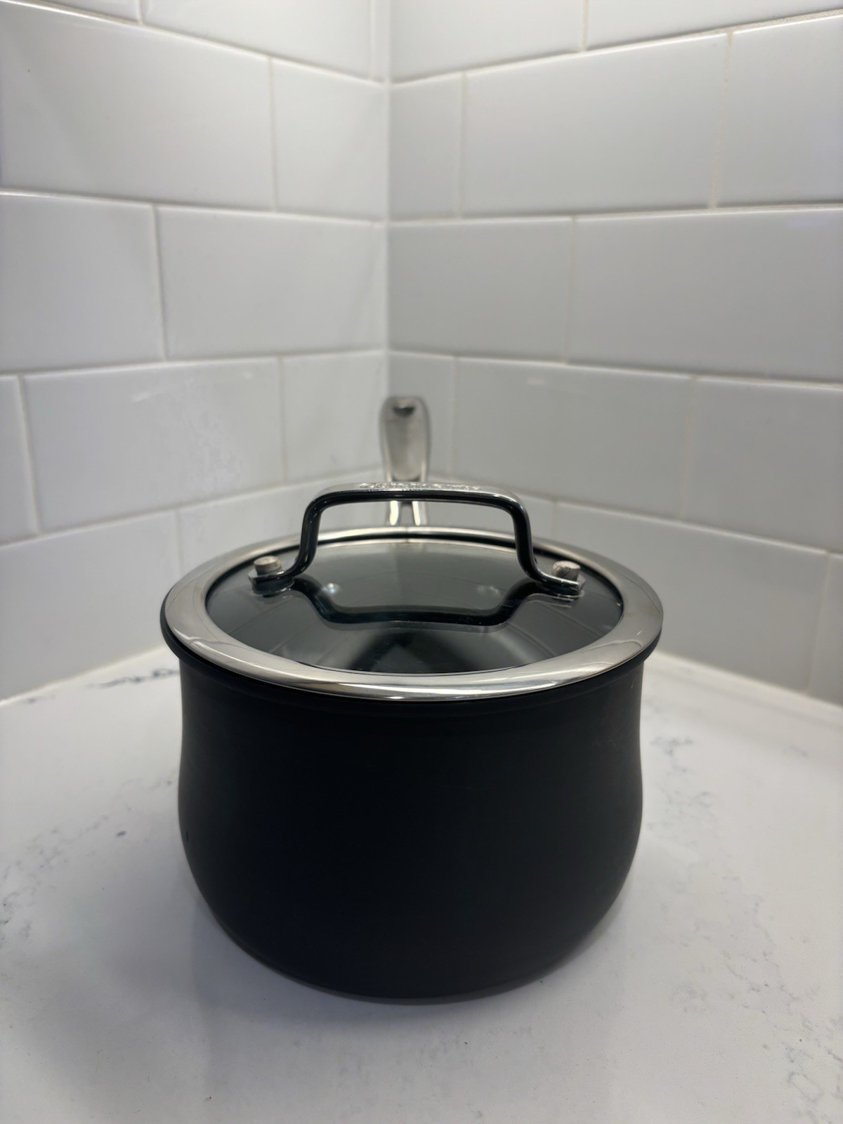 Cuisinart 1.5 Qt Matte Black Stainless Steel Sauce Pan With Glass Lid