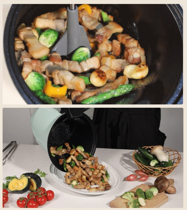 Rollkitchen Rollpan Camping Oven Automatic Rotation Cooking Korean BBQ Pot