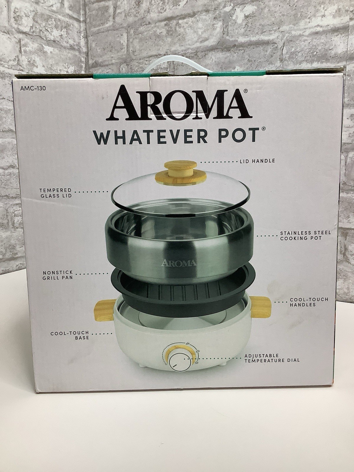 Aroma Whatever Pot Indoor Grill Cooking Hot Pot Sear Simmer Steamer New NWT NIB