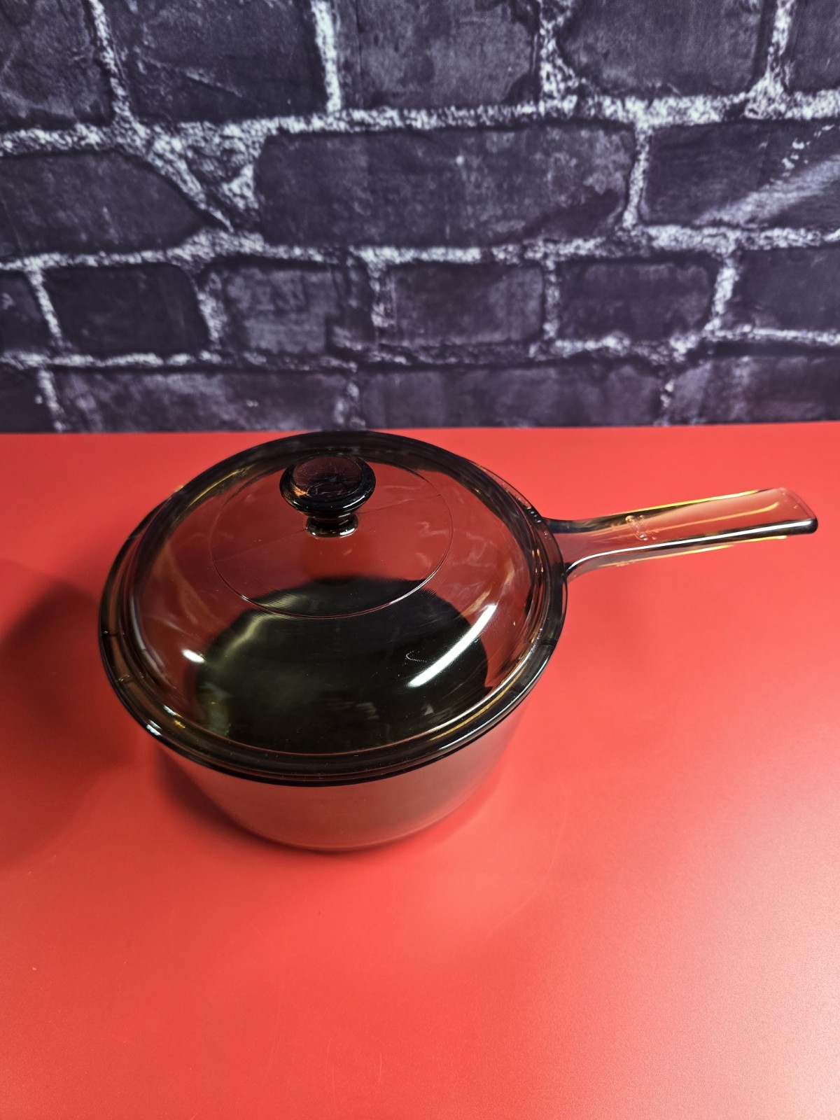 Corning Ware Visions 1.5L Amber Pan Pot with Lid USA Non Stick Vintage