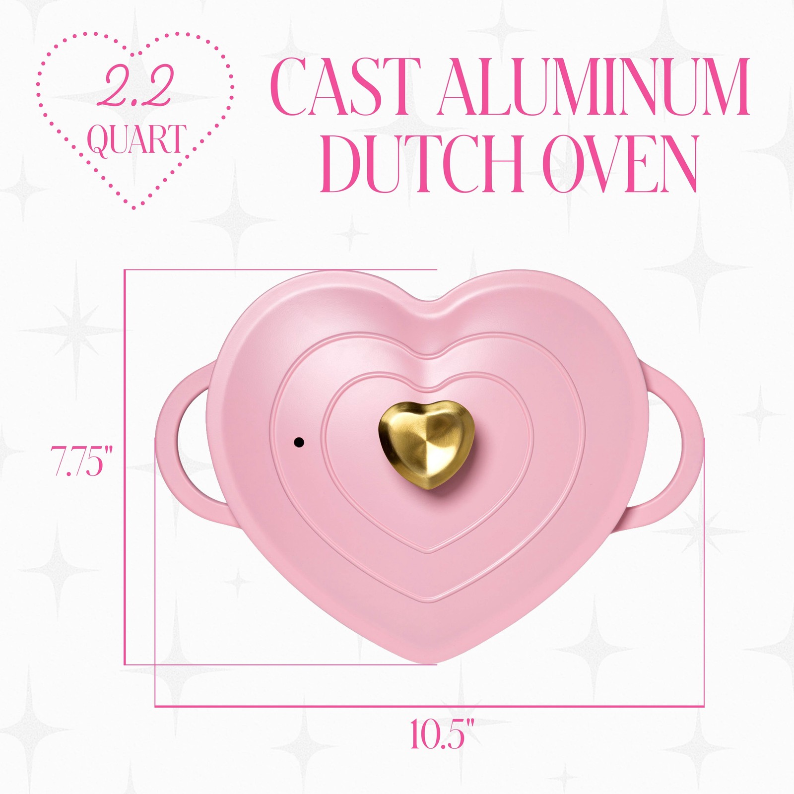 2.2-Quart Ceramic Nonstick Cast Aluminum Heart-shaped Dutch Oven W/ Lid Oven