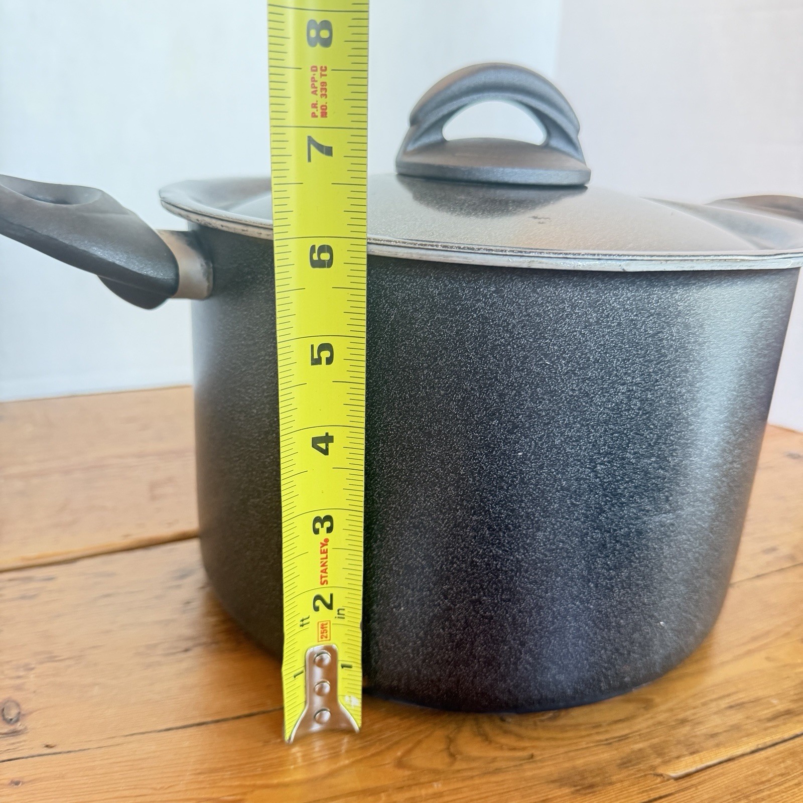 Megaware Black Stock Pot With Strainer Lid 6” Tall Made In Italy
