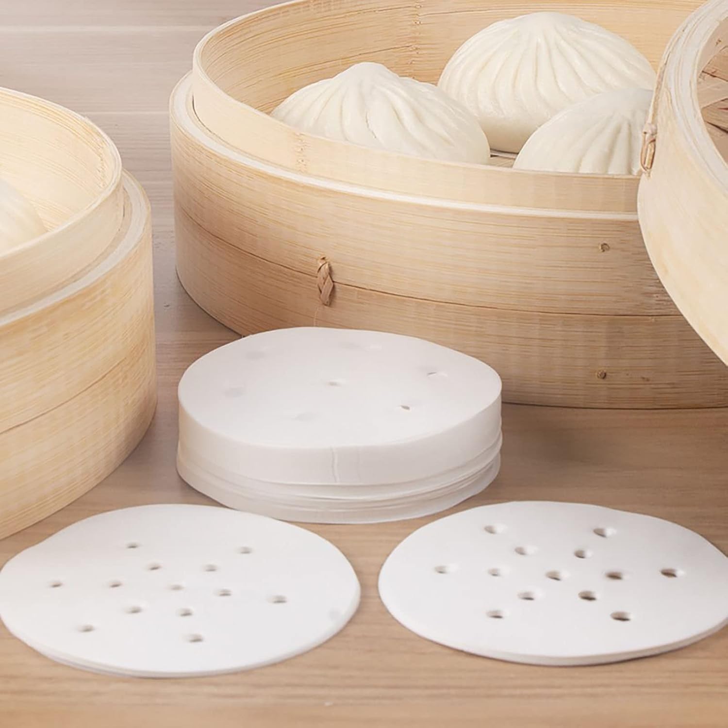 400 Pcs Non-Stick Bamboo Steamer Liners – 4 Inch Sheets for Perfect Cooking