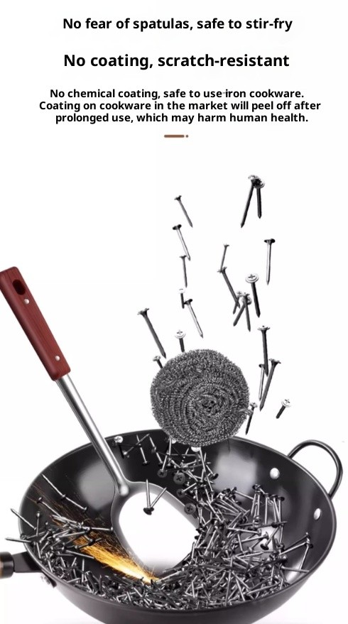 32/34/36CM Wooden Handle Iron Wok Non-Stick Stir Fry Pans Gas Stove Induction AU