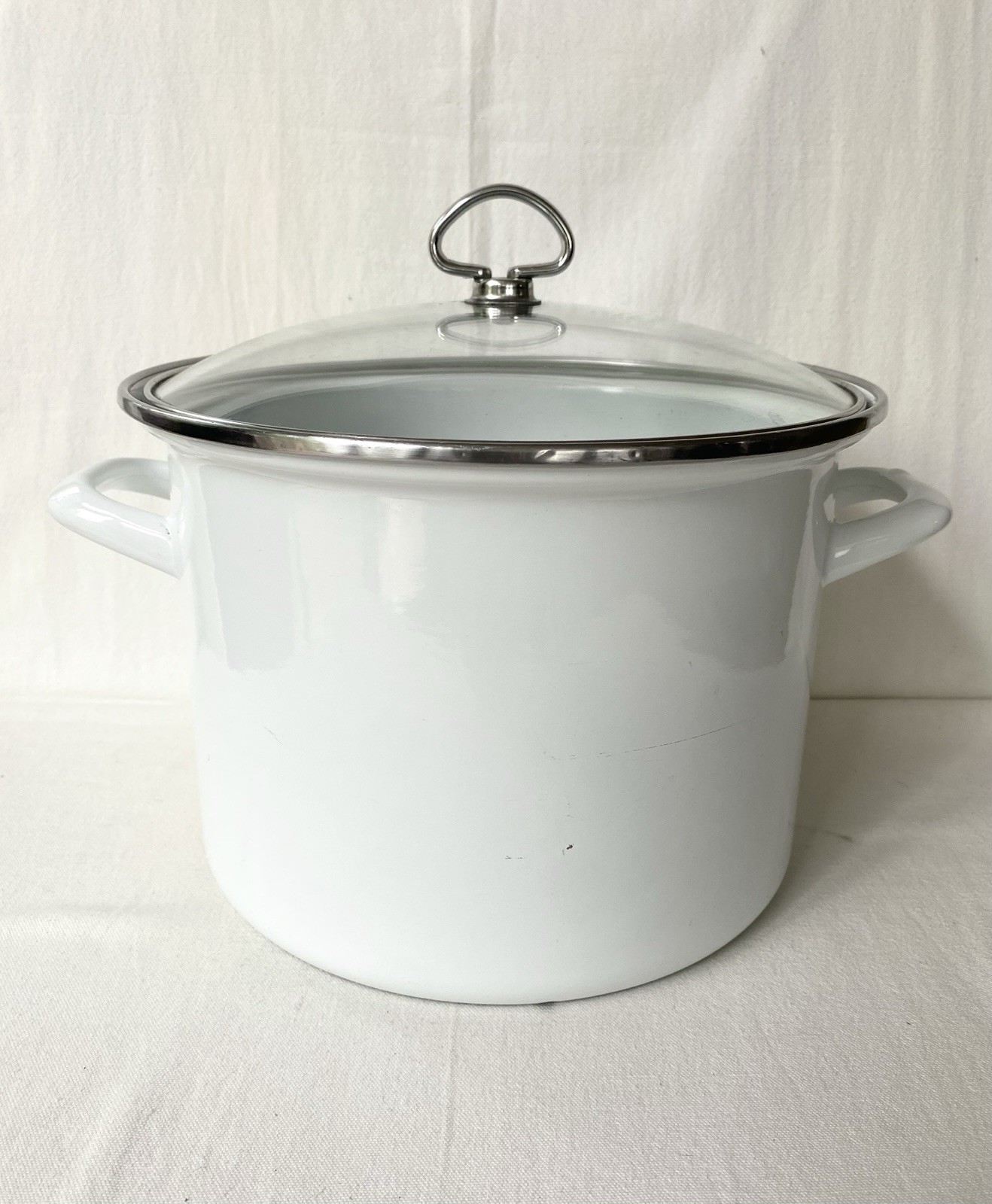 Chantal Steel Enamel 8QT Large Stockpot White 10.5” Diameter Made In Germany