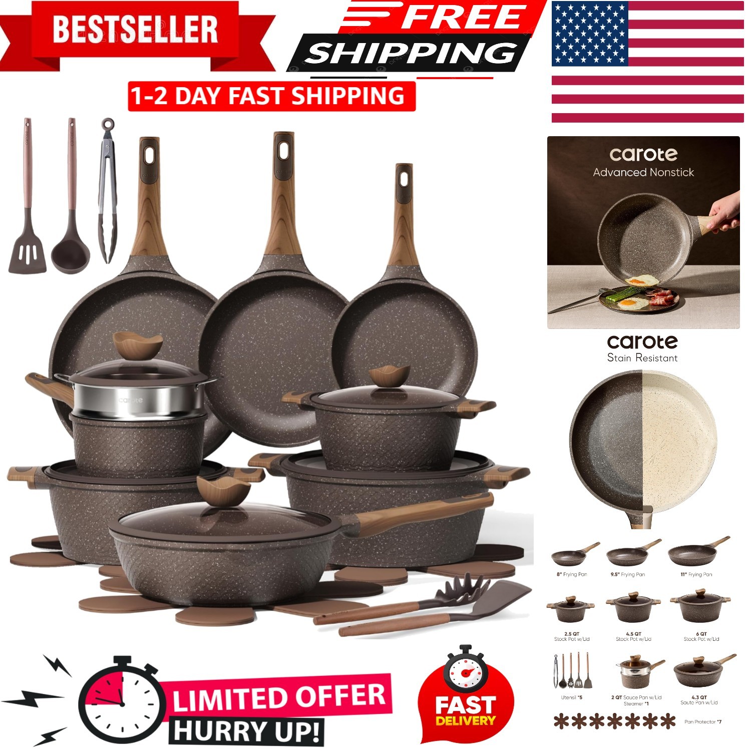 26PCS Pots and Pans Set Non Stick, Cookware Set Pots and Pans Induction Cook War