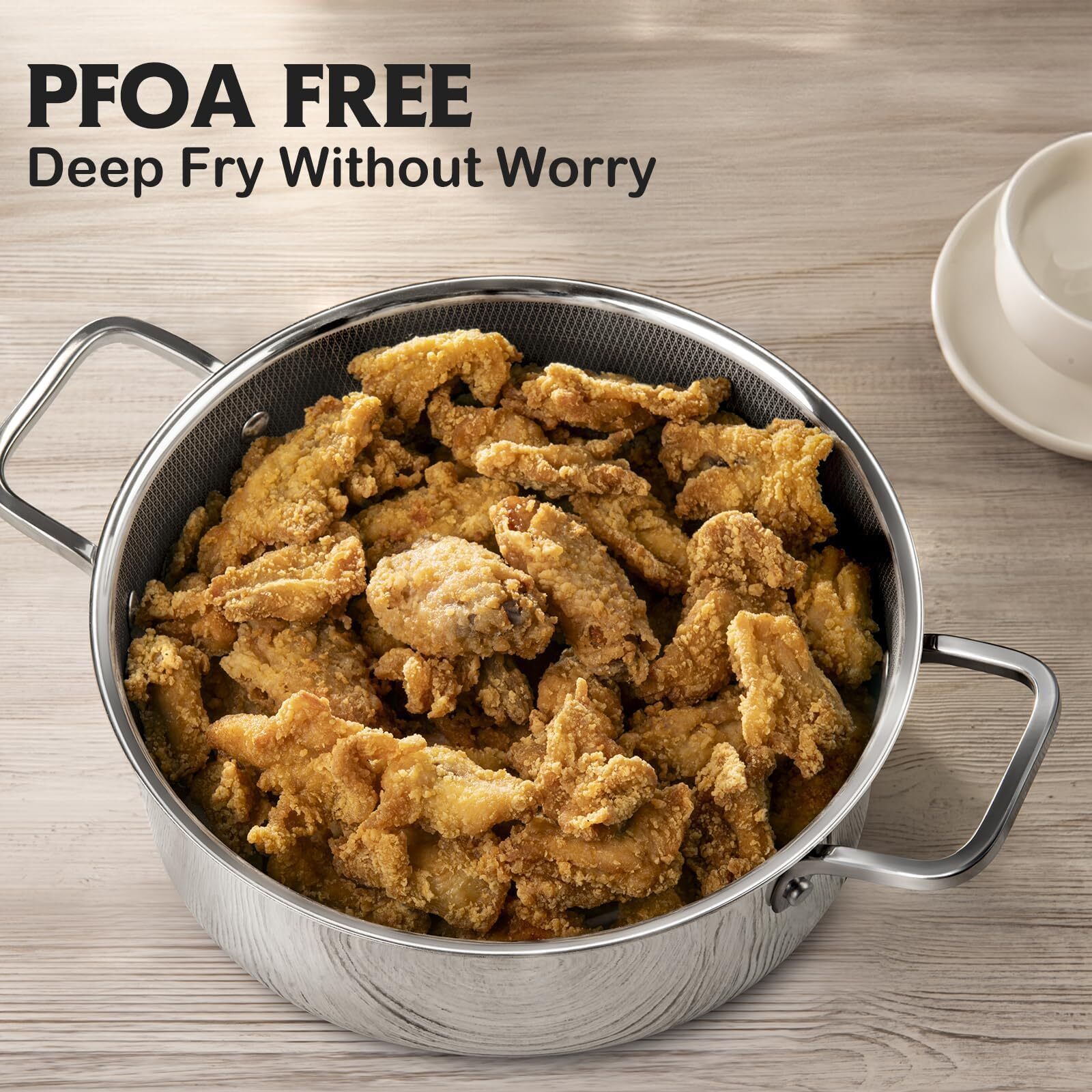Hybrid Non Stick 5 Quart Everyday pan,Chicken Fryer, PFOA Free Cookware, 12 inch