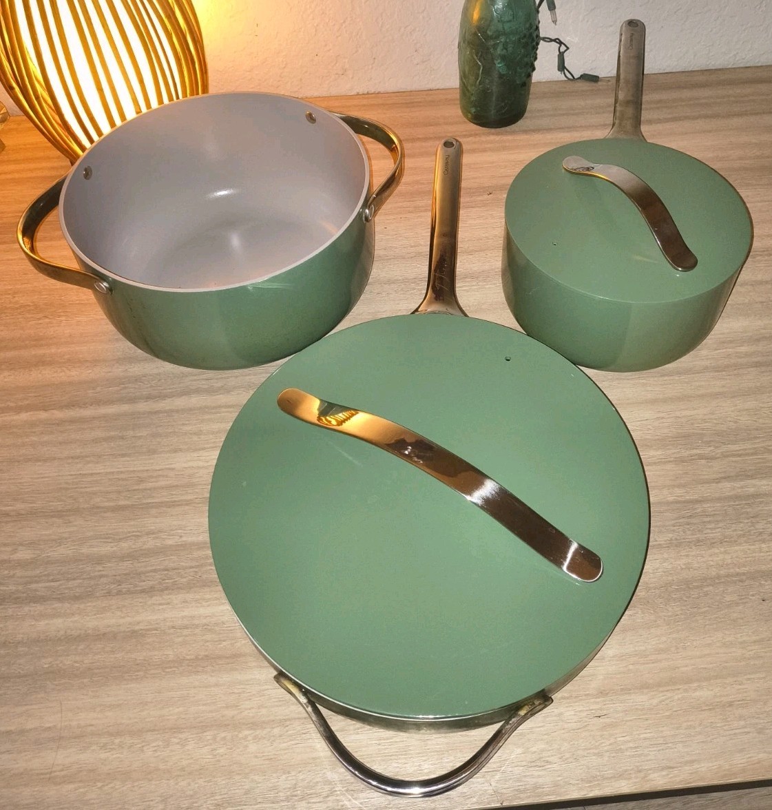 Caraway Nonstick Ceramic Cookware Set (5Piece) Pots, Pans, Lids Sage