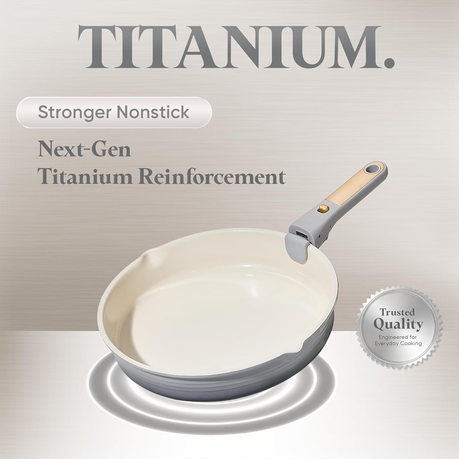 17-Piece Titanium Non-Stick Cookware Set with Detachable Handles