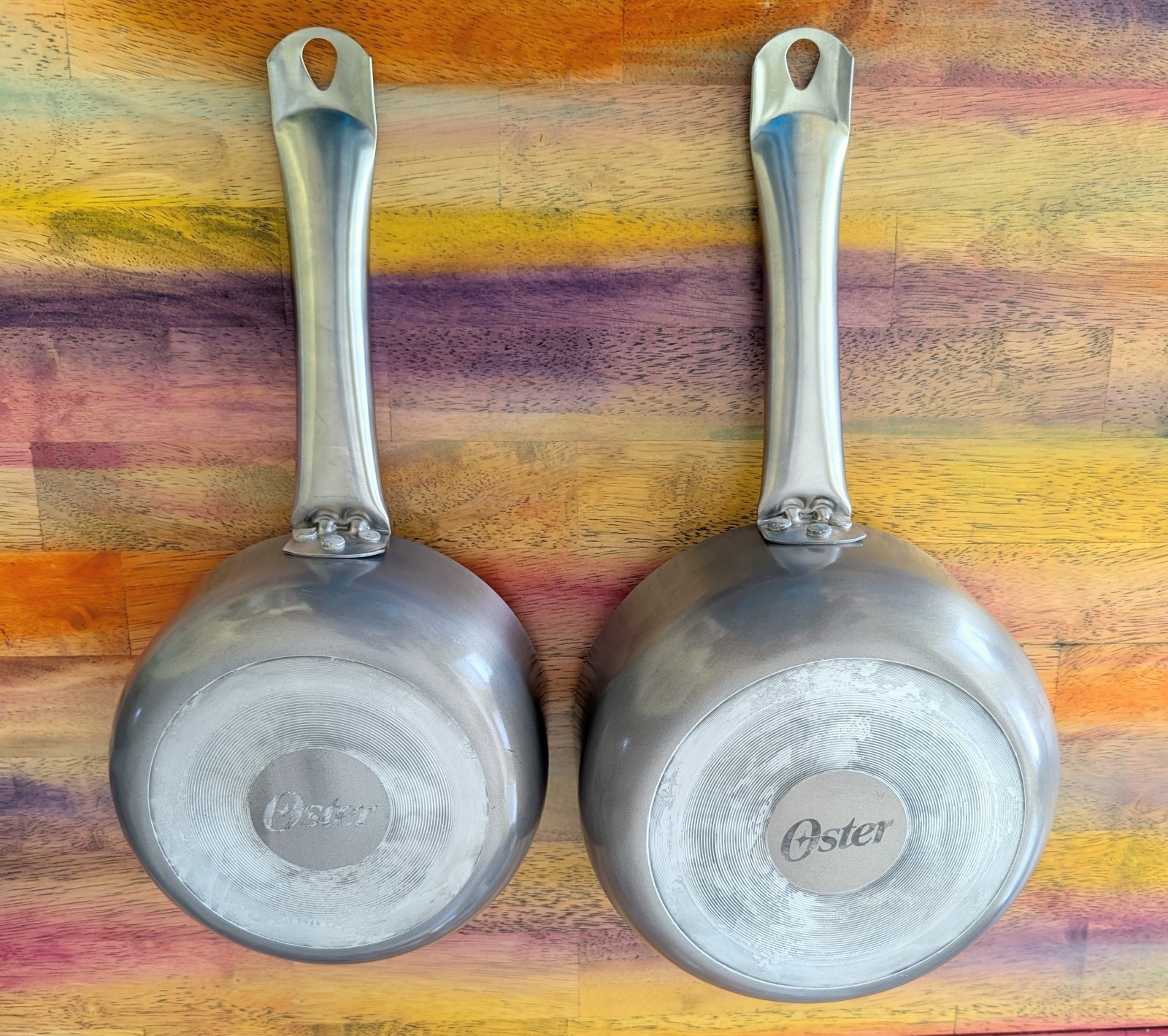 ⭐Oster Pot Pan Non Stick 2 Piece Aluminum Cookware Set in Gray Metal Handles