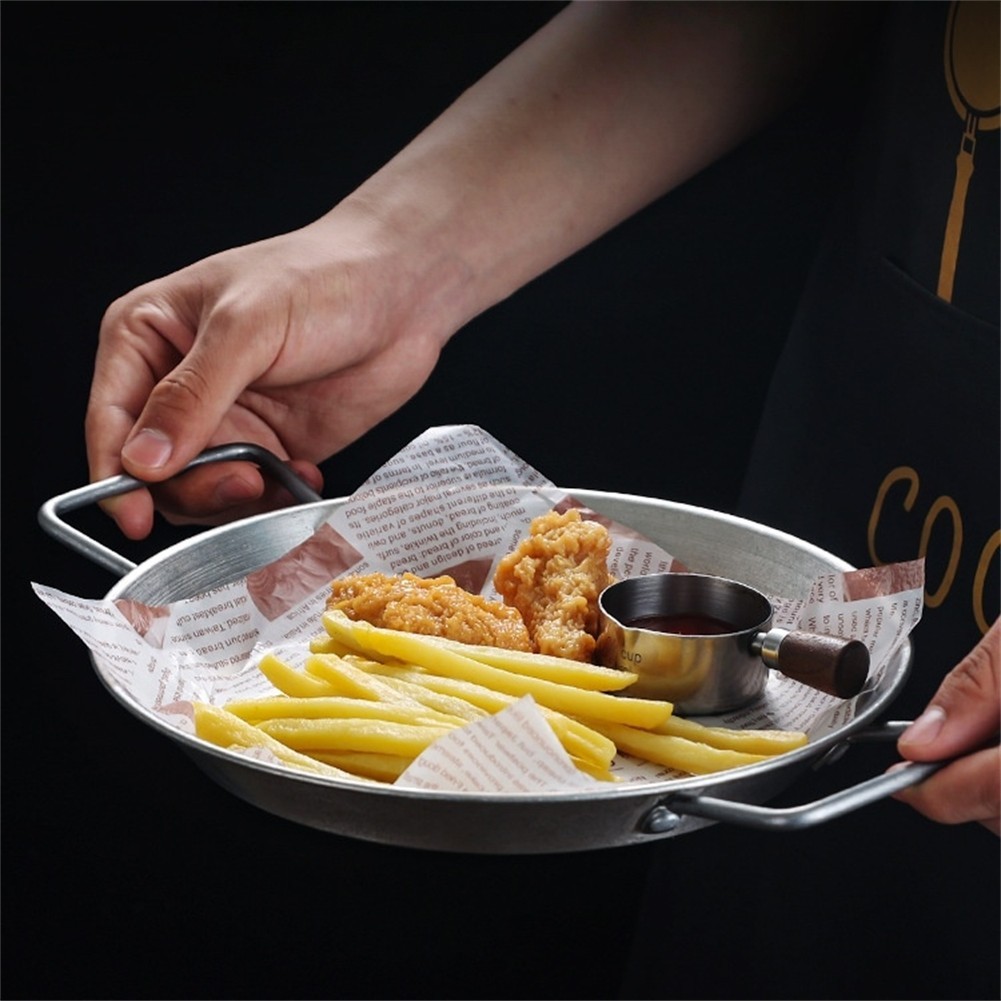 Rust Resistant Stainless Steel Paella Pot Flat Bottom Cooking Pot 32CM