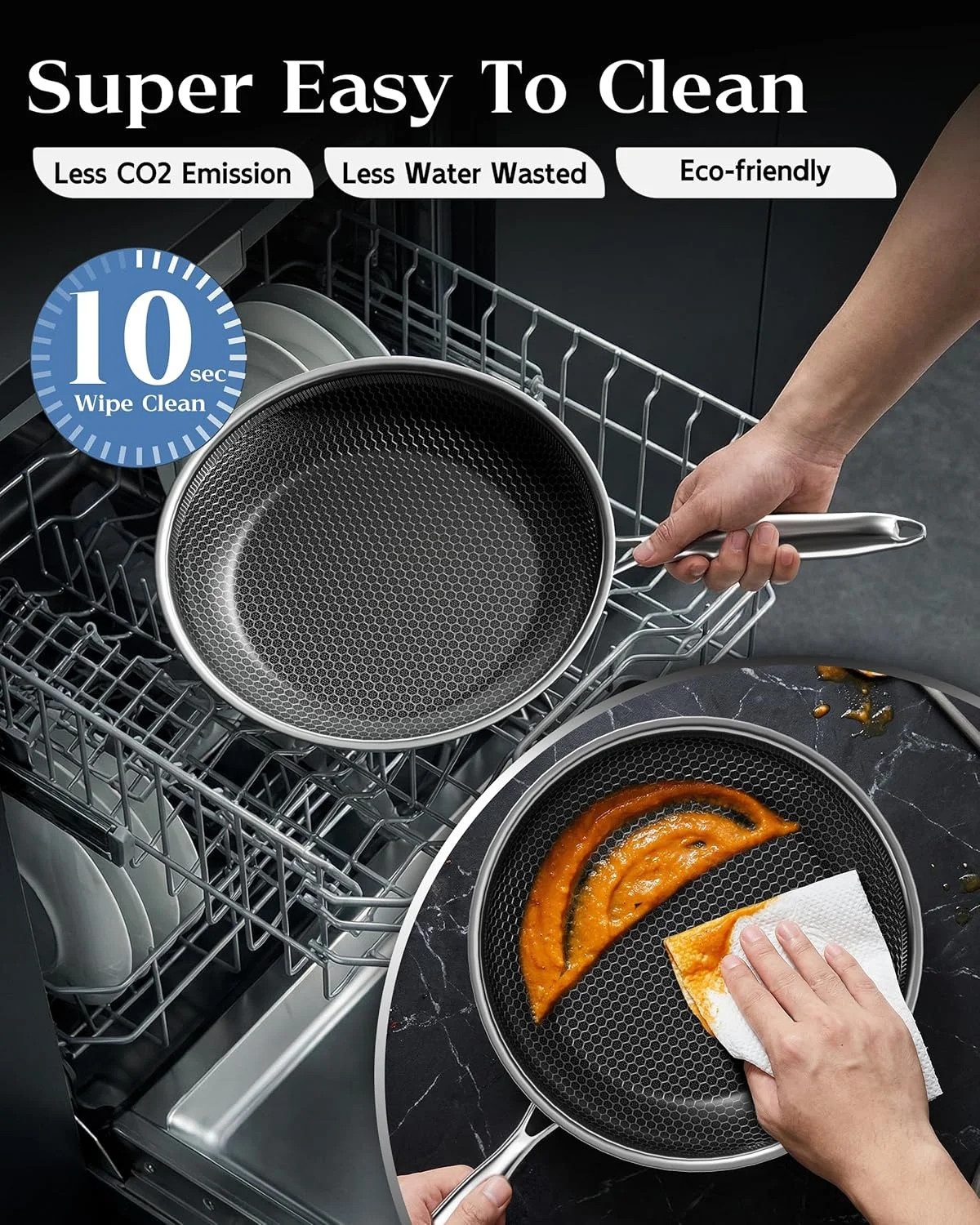 Nonstick Frying Pan with Lid 7-Inch, Durable Stainless Steel Skillet, Induction
