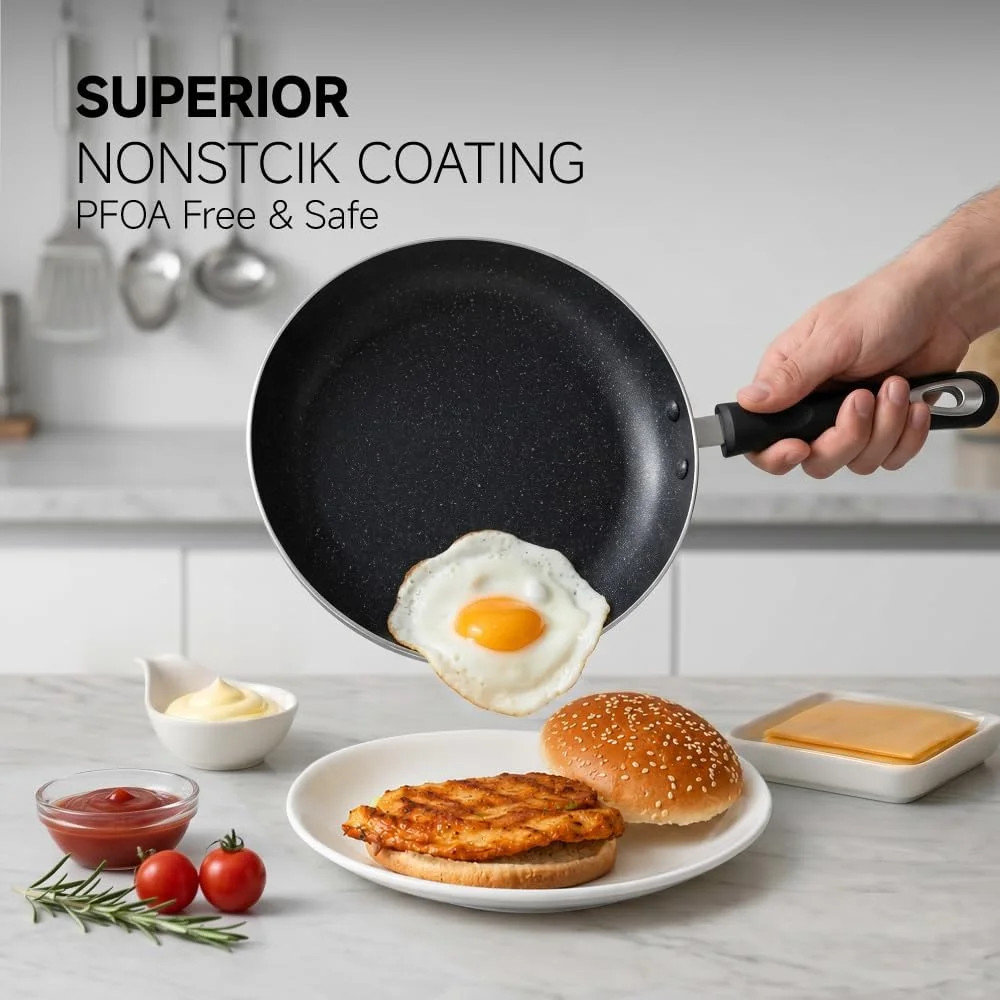 Frying Pan 3-Piece Set, Nonstick Skillet Set for Induction Cooktop, Frying Pan N