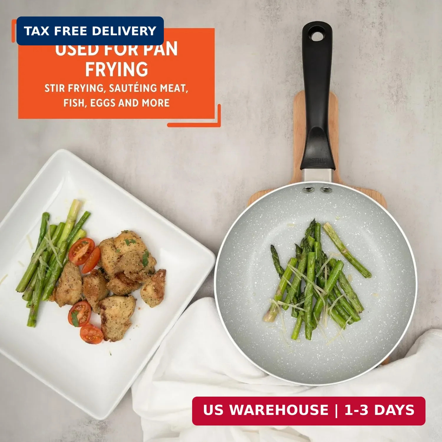 IMUSA 8″ Premier Ceramic Nonstick Fry Pan with Cool Touch Handle, Matte Black