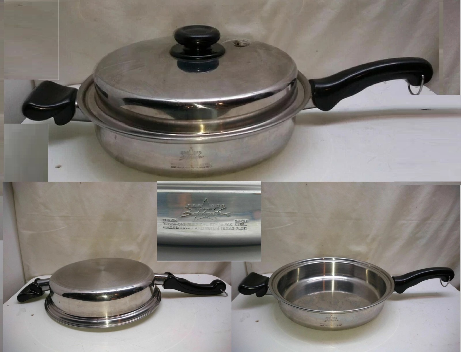 Saladmaster Skillet 11″ TP304-316 Surgical Stainless Steel Roaster Pan & Lid