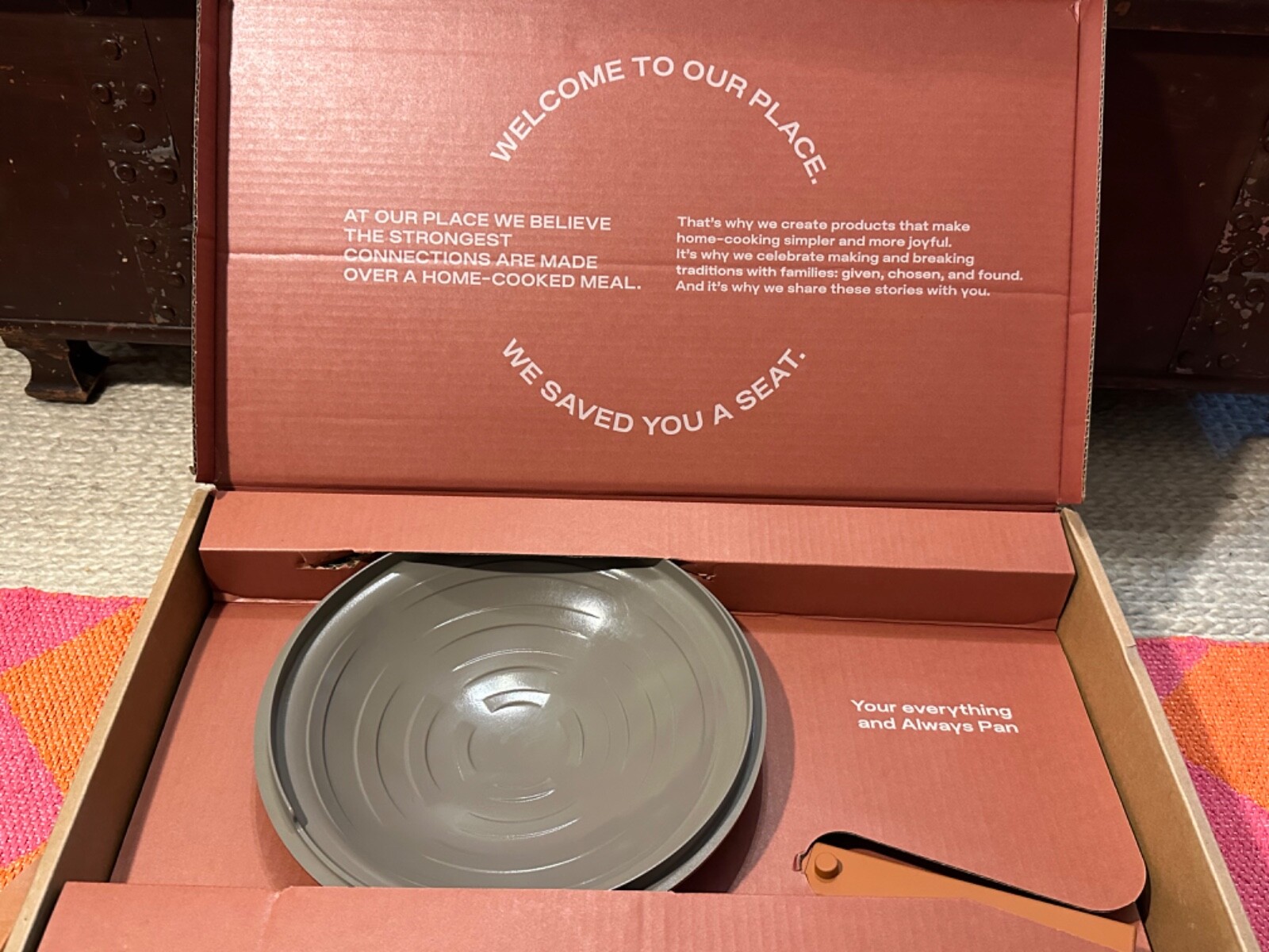 Our Place Always Pan 2.6 Qt 10.5” w/ Wooden Spoon + Steamer Basket -2.0 Brick