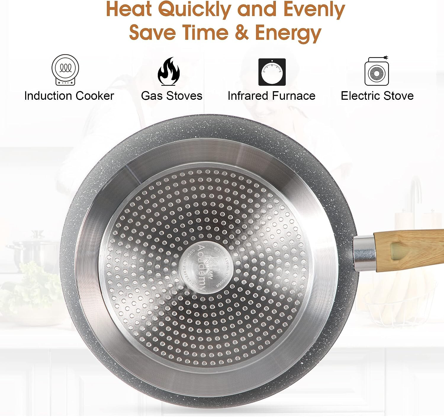 17 PCS Pots and Pans Set Nonstick Induction Cookware Set Granite Coated Pot Set