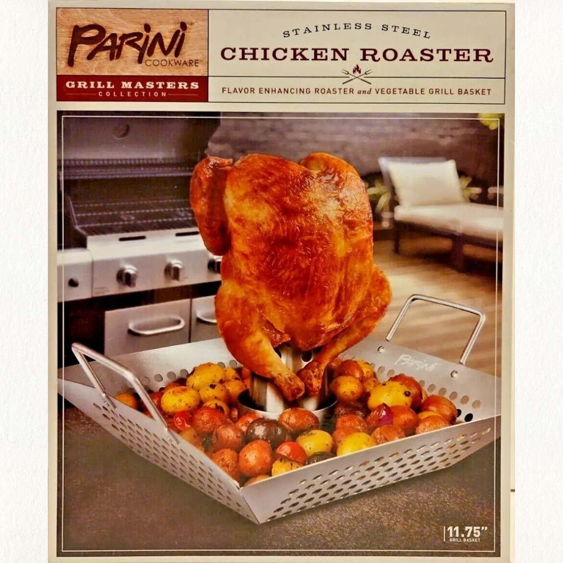 PARINI Grill Masters Collection Chicken Roaster & Vegetable Grill Basket