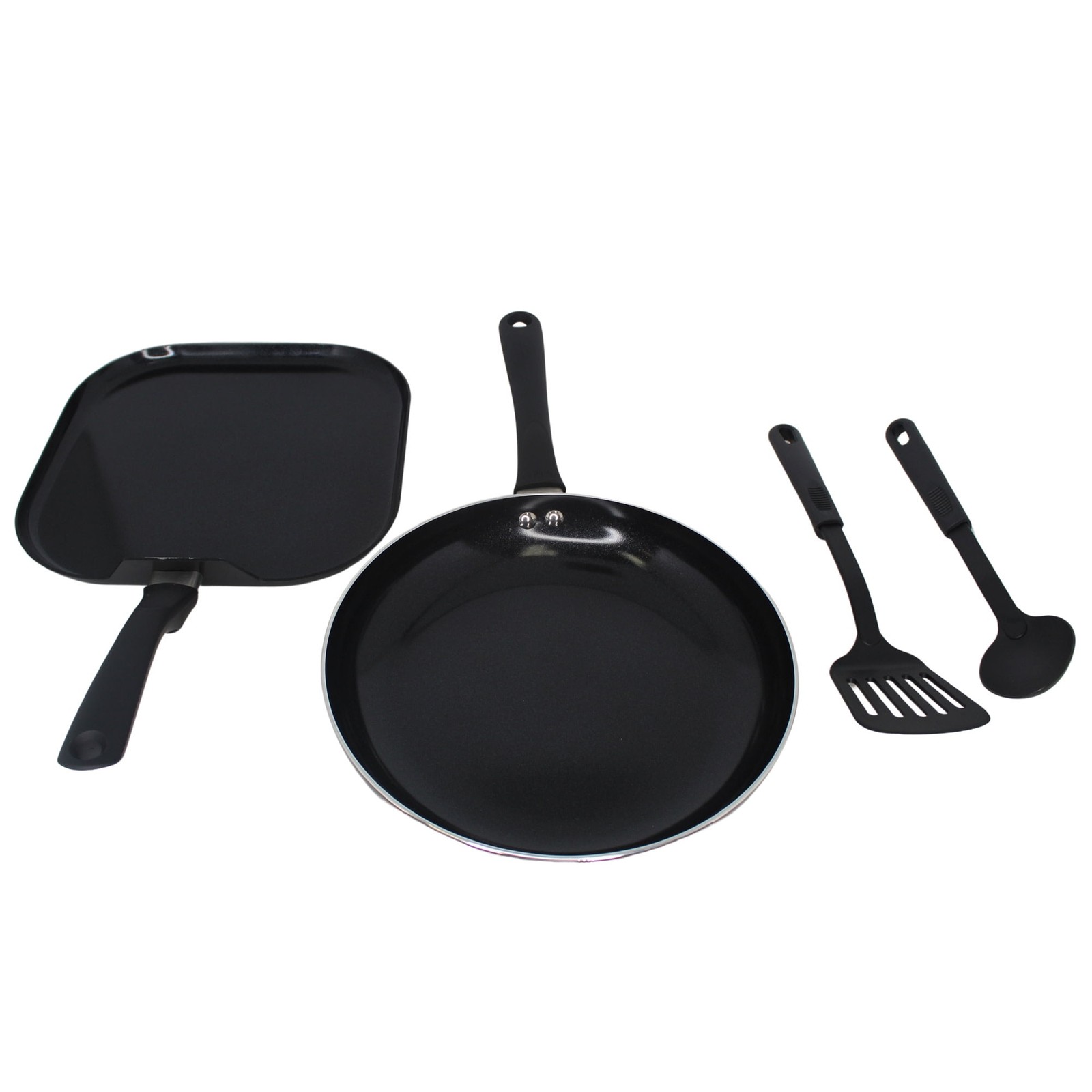 IMUSA 4Pcs Nonstick Ceramic Cookware Set Black Aluminum Stay Cool Handles