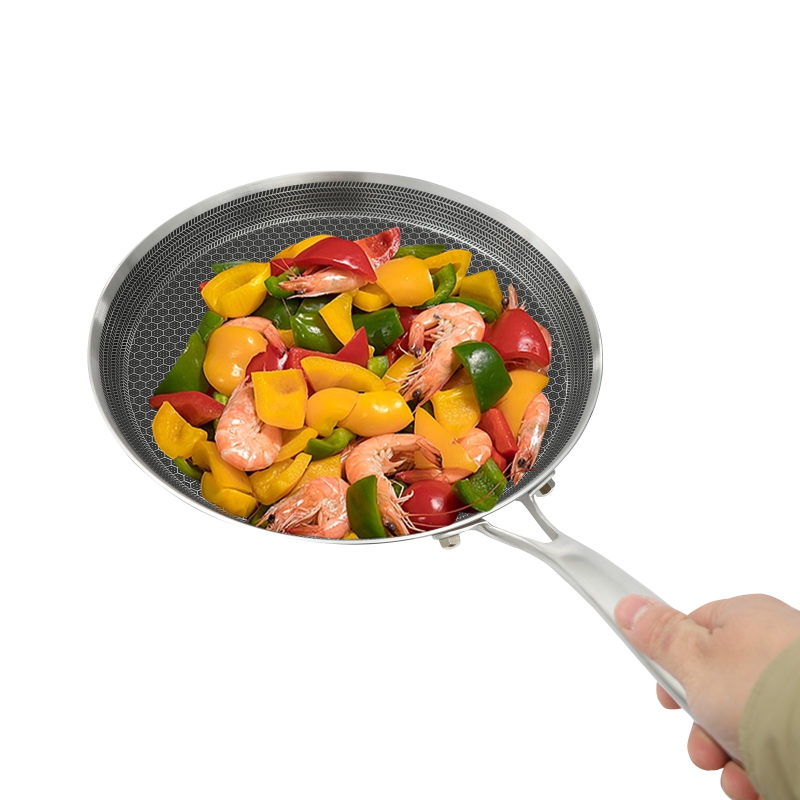 10-Inch Stainless Steel Non-Stick Crepe Pan with Flat Design for Easy Cooking