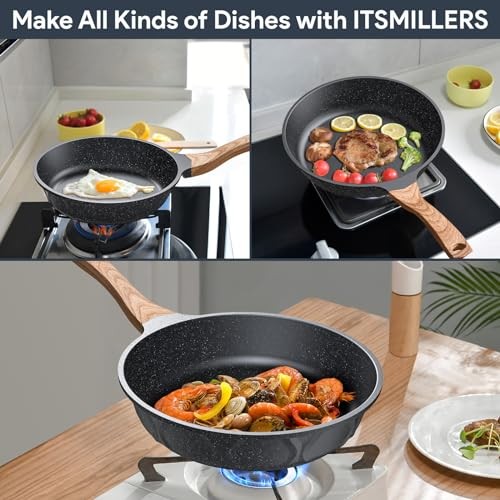 Kitchen Nonstick Cookware Piece Omelette Pan Skillet Set, Nonstick Die-cast 3
