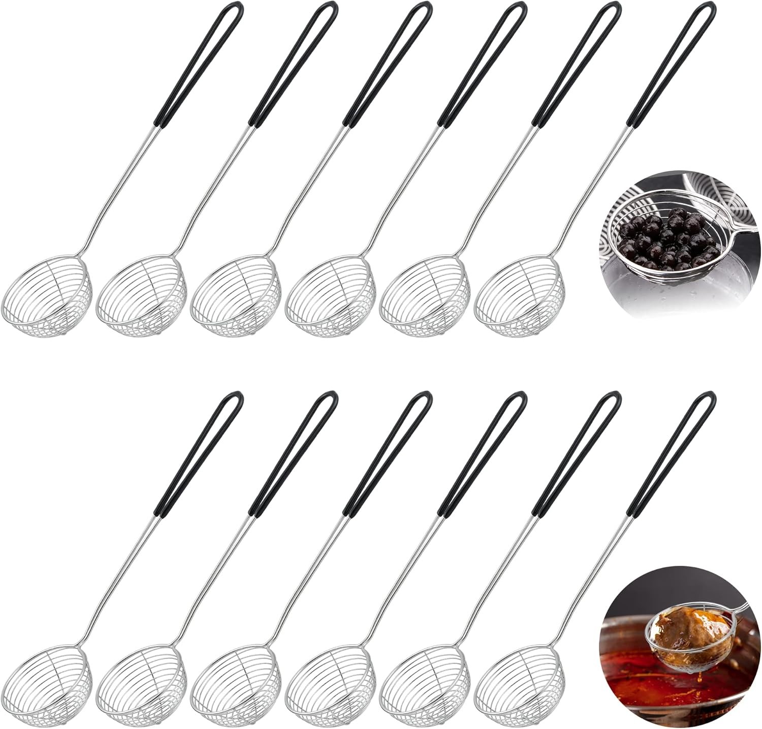 12 Pieces Hot Pot Strainer Scoops, 2.5 Inch Stainl Steel Spider