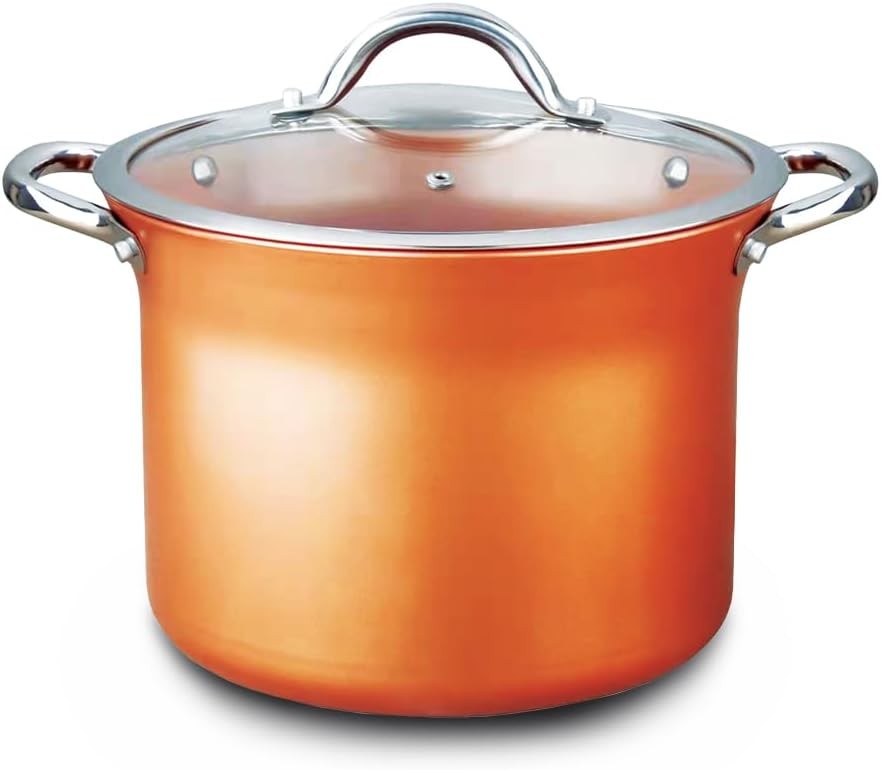 CONCORD 7 QT Copper Non Stick Stock Pot Casserole Coppe-Ramic Series Cookware