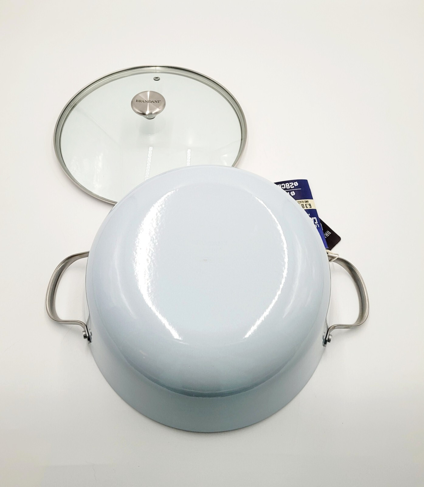 Brandani Italy Light Weight Cast Iron Dutch Oven Stock Pot 4.2qt Sky Blue NEW