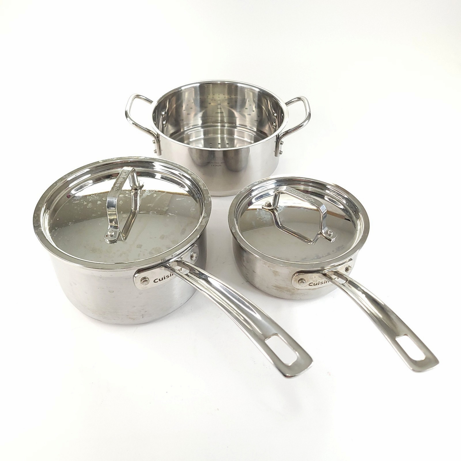 Cuisinart Multiclad Pro 1.5qt and 3 qt Saucepans with Lids and Steamer Insert