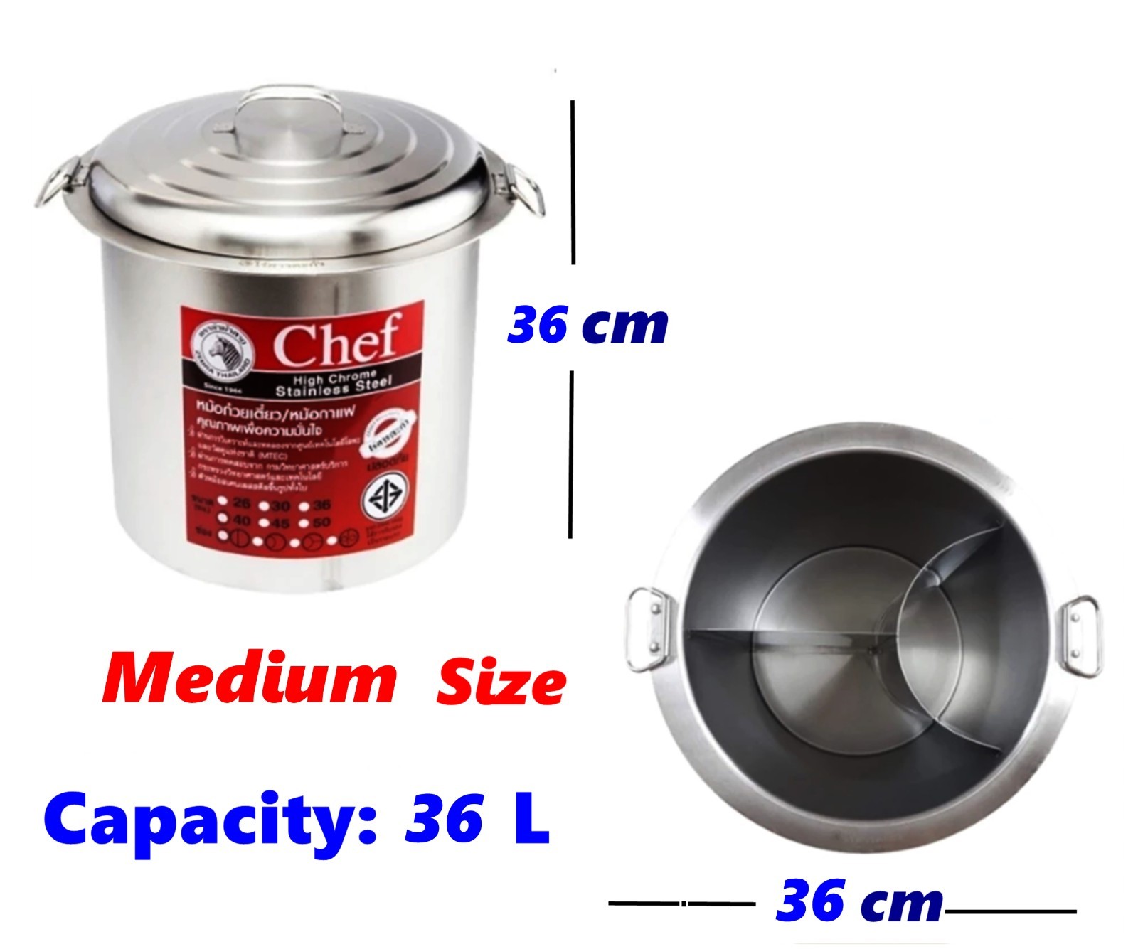 Noodles Pot Stock Zebra Thailand 3 Curves Stainless Steel 36-95L