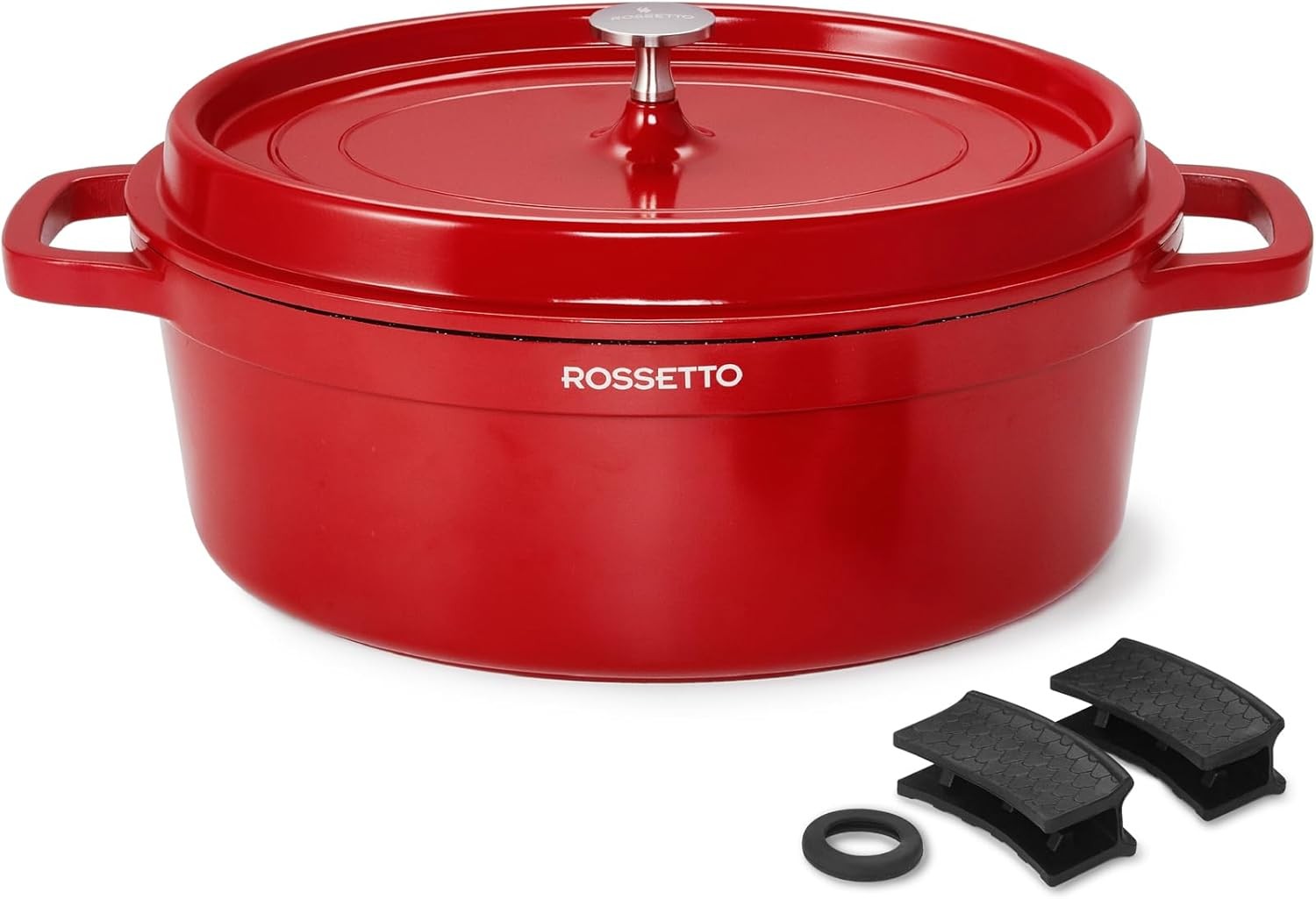 5.5QT Oval Dutch Oven Pot with Lid, Ceramic Dutch Oven with Silicone Assist