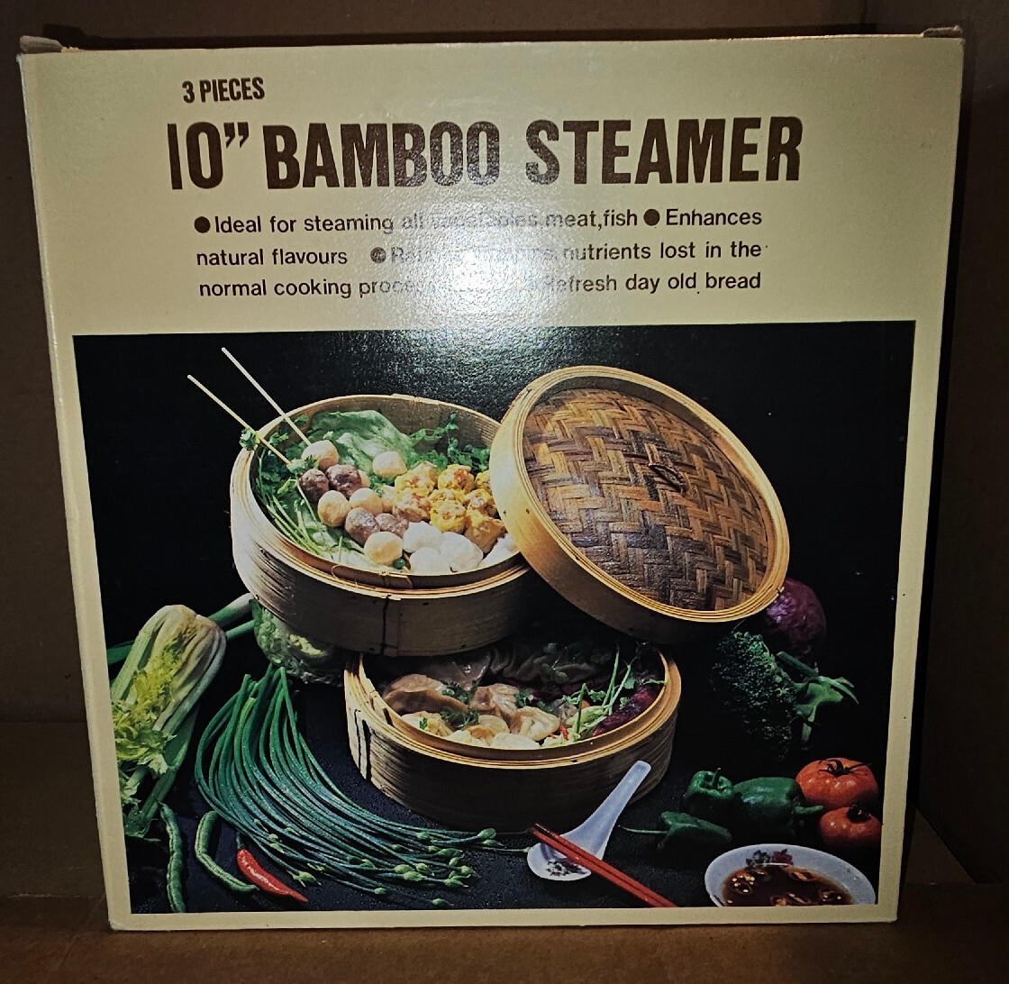 10 Inch Diameter Bamboo Wooden Steamer Basket for Vegetable/Meat, New Open Box