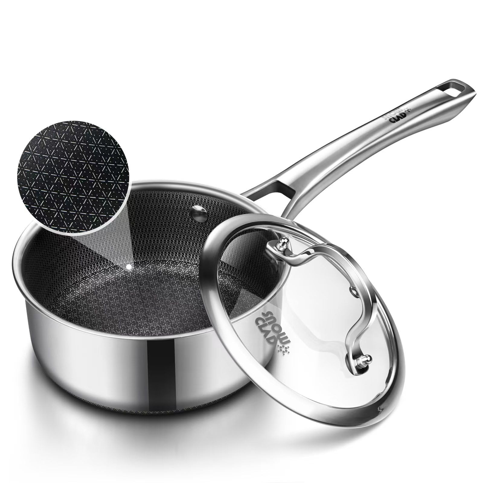 Sauce pan with lid,1.5 Quart Hybrid Nonstick Sauce pans set, Stainless Steel …