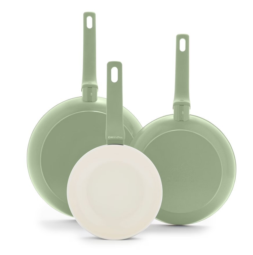 GreenPan Essence 3-Piece Fry Pan Set 7″, 9.5″ & 11″ Ceramic Nonstick, Oven Safe