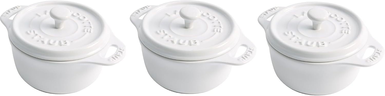 Ceramic Dutch Oven 3-piece Mini Round Cocotte Dark Blue