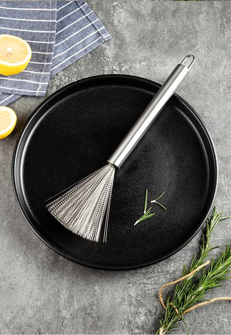 Stainless Steel Kitchen Cleaning Brush Long Handle Pot Scrubber