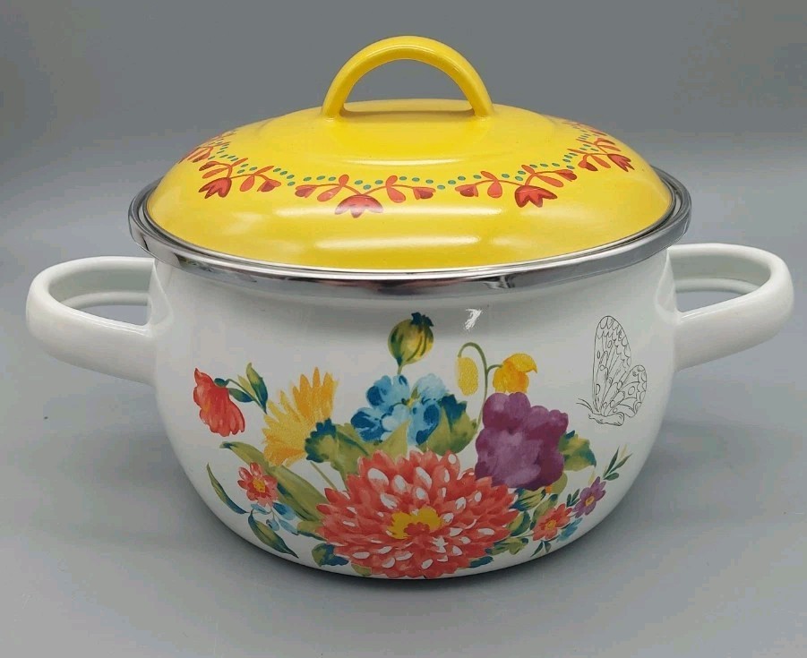 The Pioneer Woman Breezy Blossom Enamel 1 QT Mini Dutch Oven Yellow