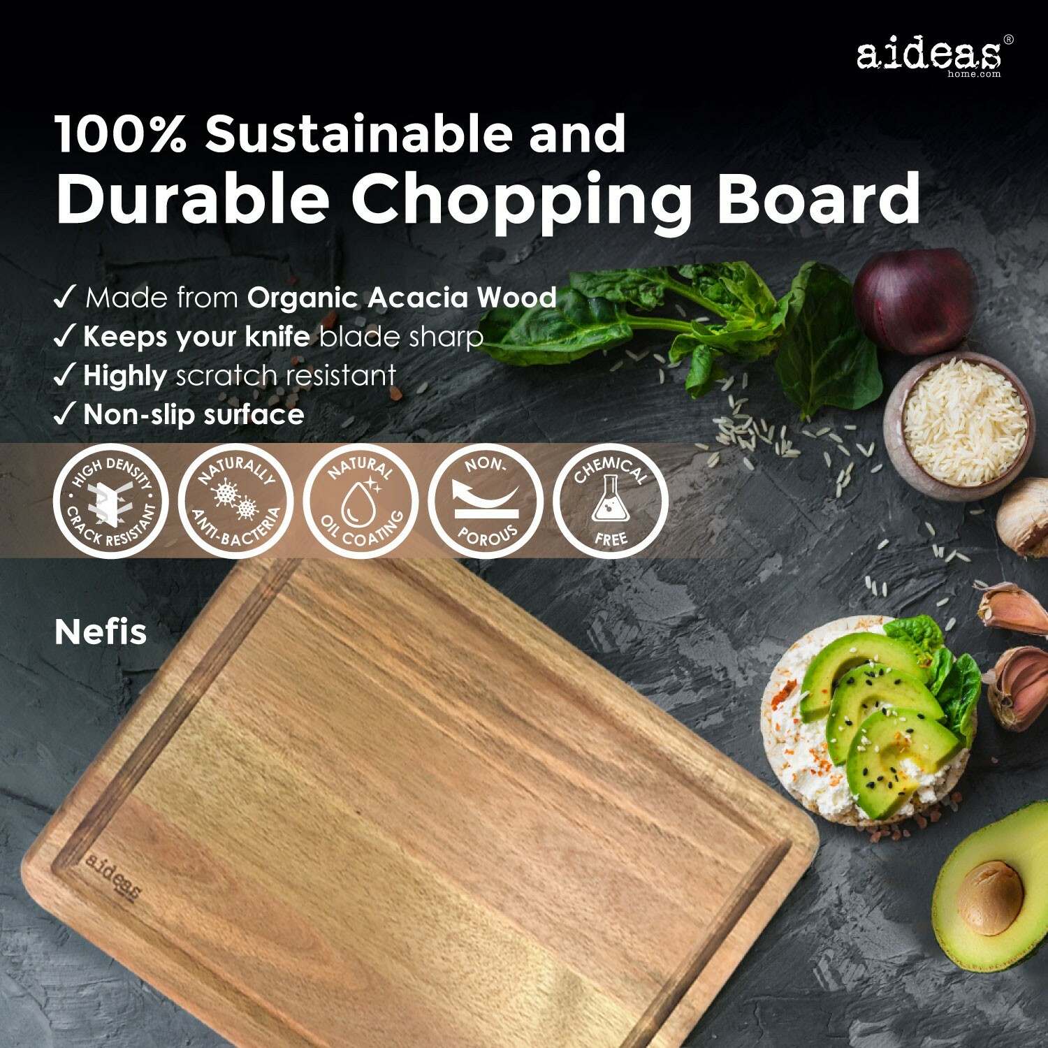 DURABLE CHOPPING BOARD 100% SUSTAINABLE 实木砧板
