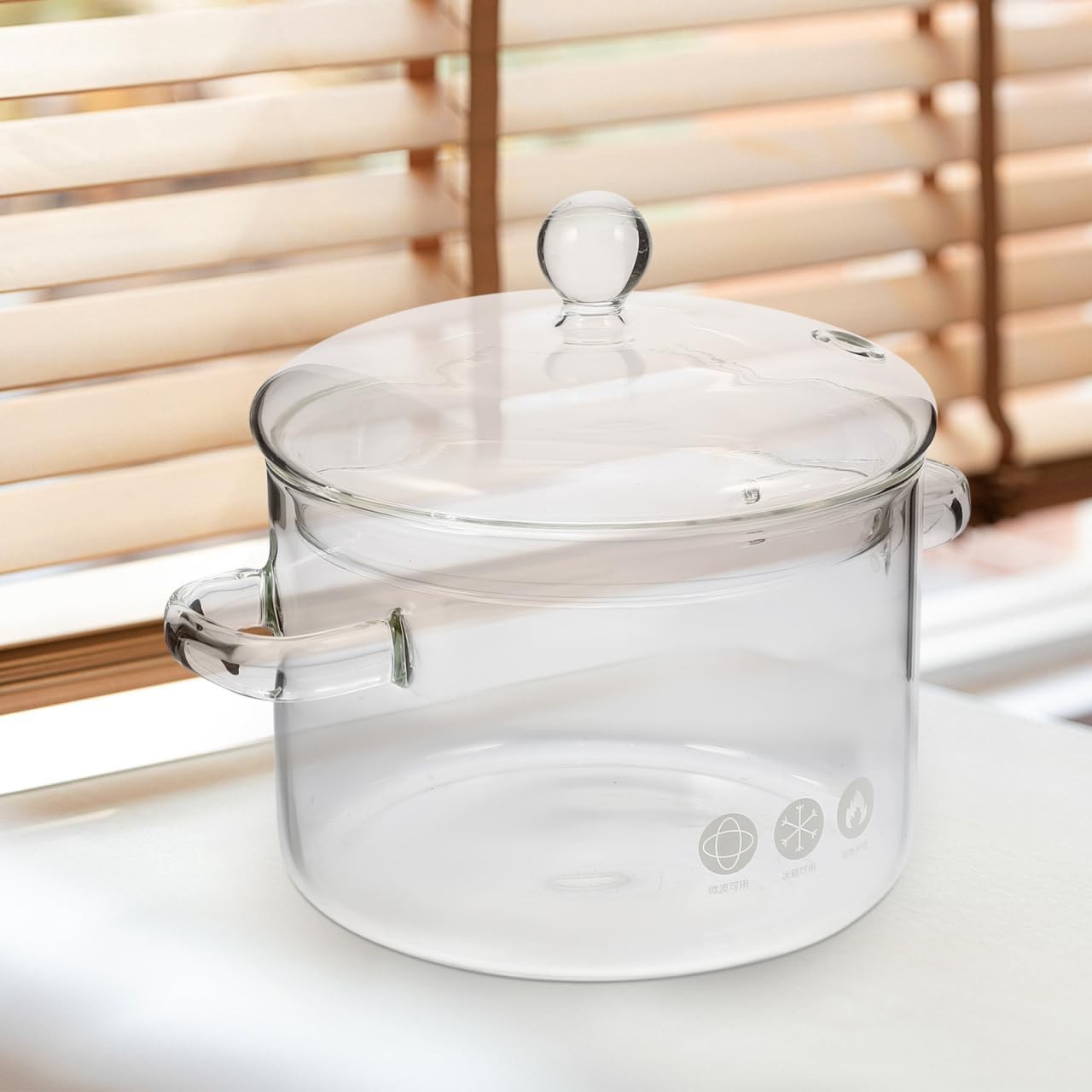 Borosilicate Glass Soup Pot W/ Lid 1.5L/50Oz Transparent Cooking Pot Ramen