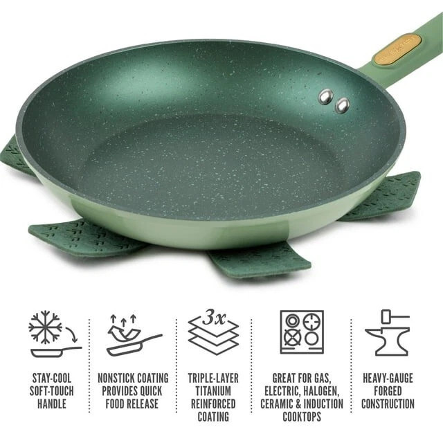Thyme & Table 10″ Non-Stick Fry Pan Green Granite Induction Dishwasher Safe NEW