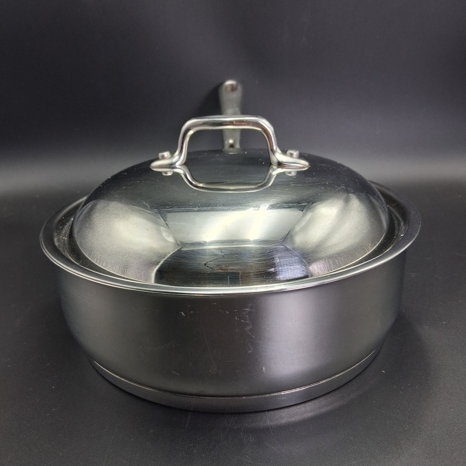Emeril 2 Qt Stainless Steel Saute Pan w Lid Wide Shallow Riveted Handle