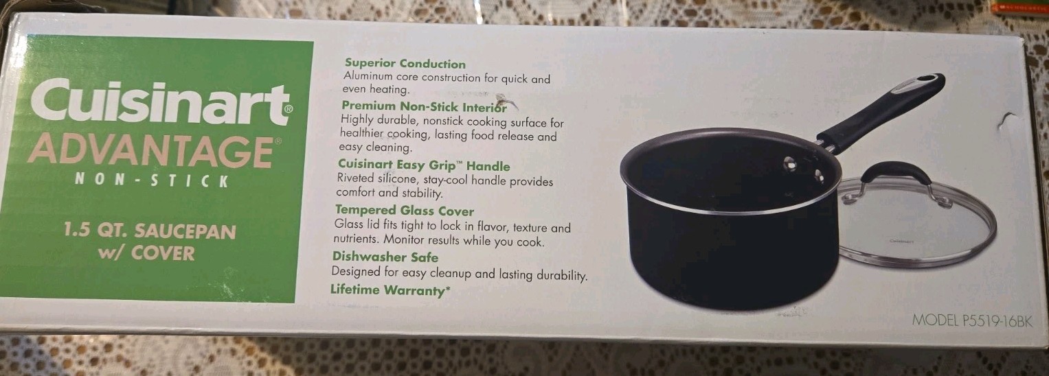 CUISINART ADVANTAGE 1.5 QUART Sauce Pan With Cover Non-stick – New In Box*read